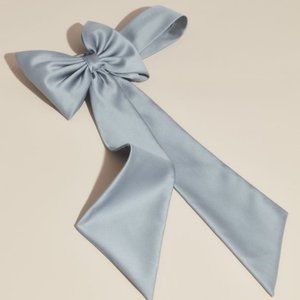 Satin flower girl sash with back bow in Dusty Blue
